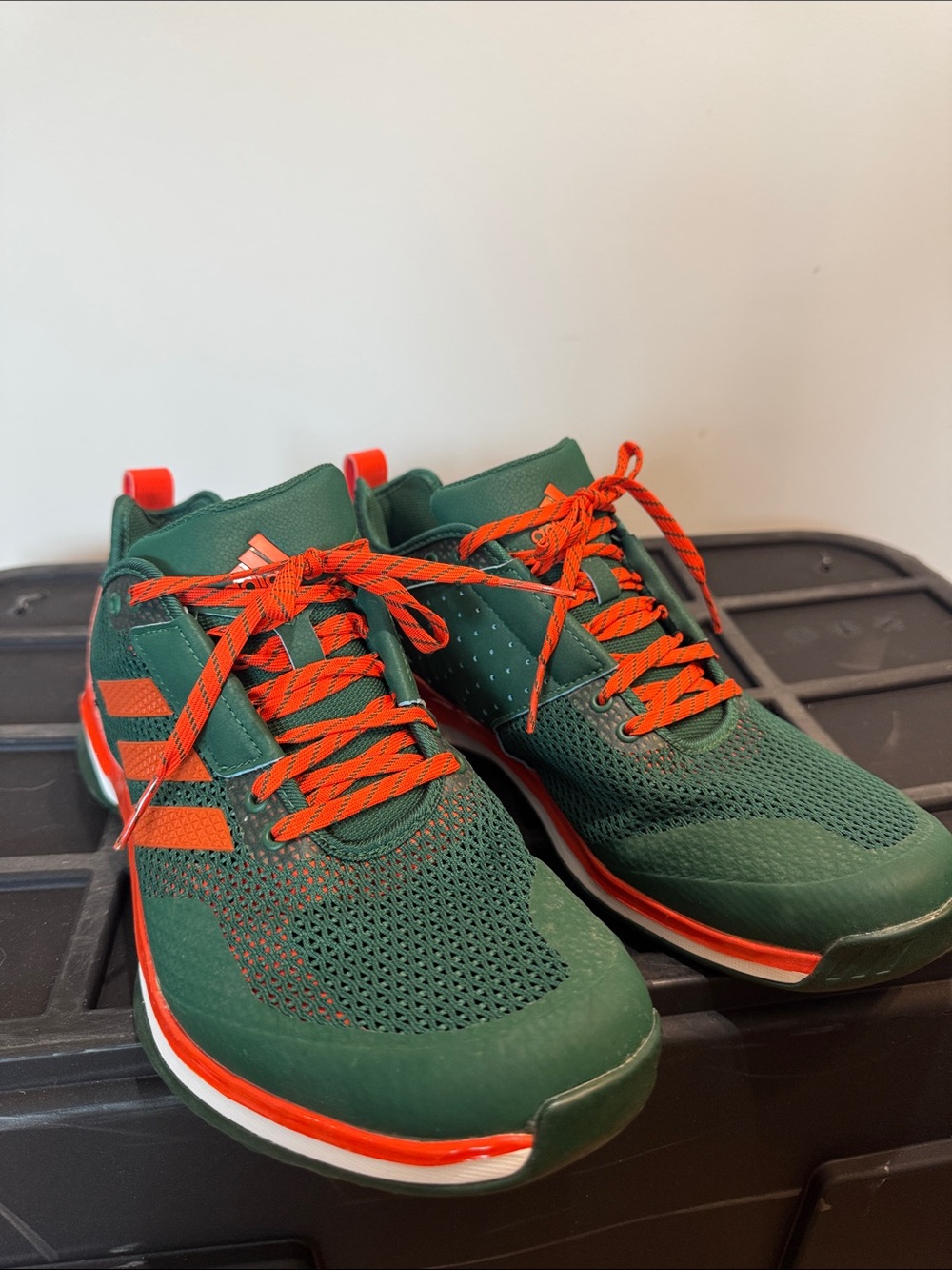 adidas Green Sneakers with Bright Orange Accents